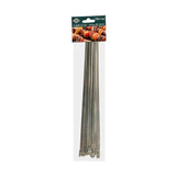 Flat stainless steel skewers, 30cm long, perfect for grilling kebabs, koftas, and fondue; pack of 12 for versatile cooking.