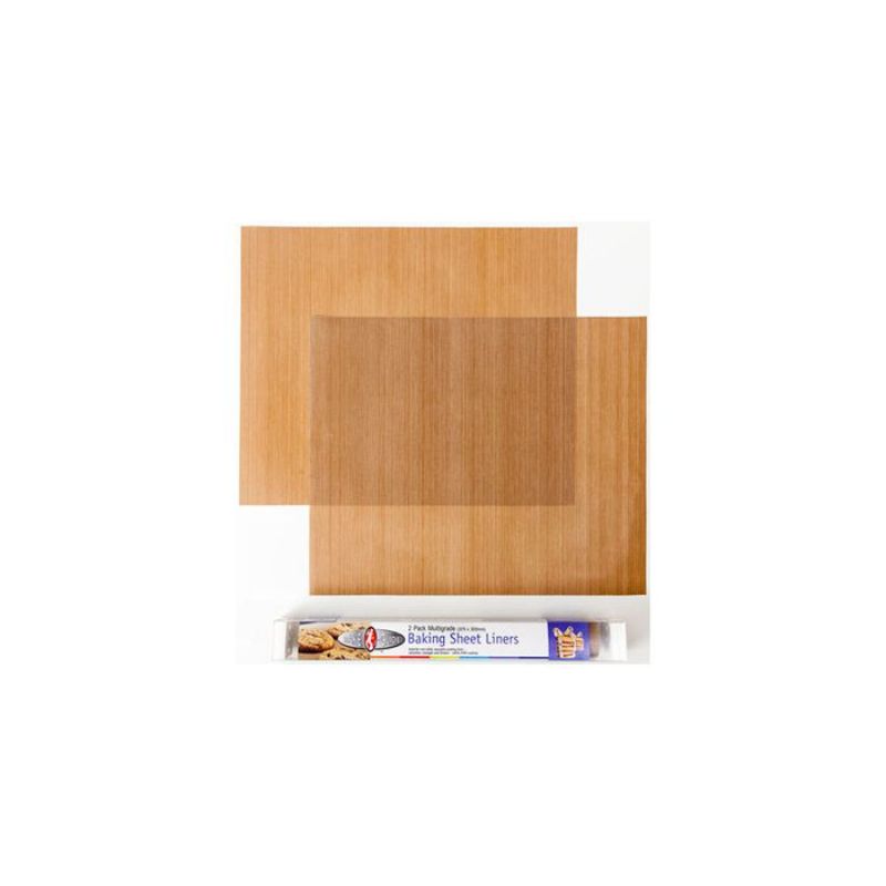 Premium non-stick baking sheet liners (2 pack) for effortless, healthier baking without grease, measuring 370mm x 305mm.