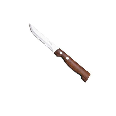 Elegant ARCOS P. Wood Steak Knife with 11cm stainless steel blade and ergonomic wood handle for effortless meat slicing.