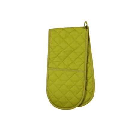 Double oven glove in vibrant greenery design, 78x18cm, 100% cotton, stylish and protective for kitchen use.