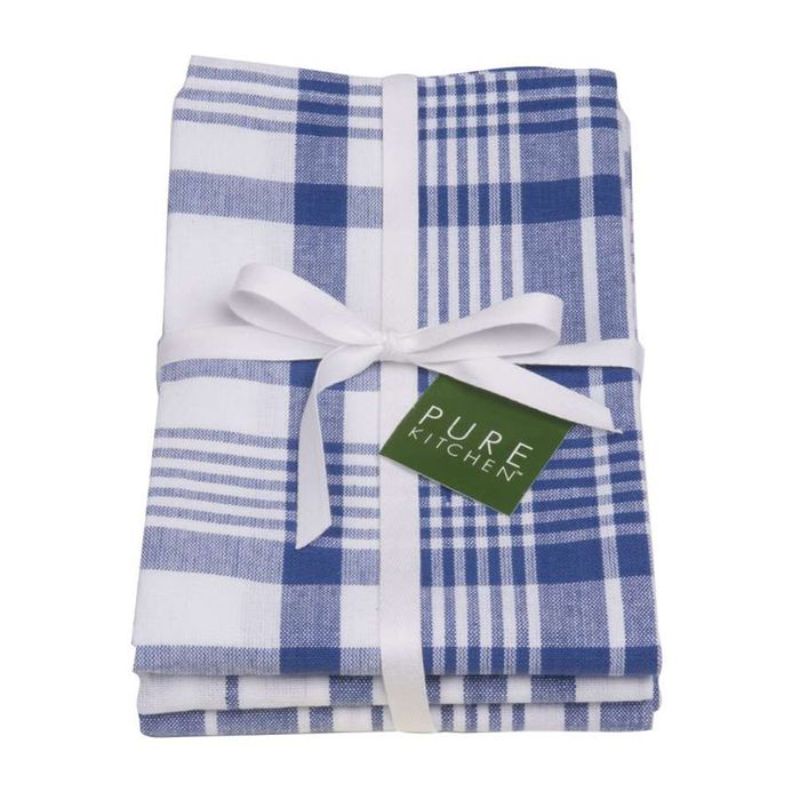 TEA TOWELS - DEXAM JUMBO CHECK ROYAL BLUE (Set of 3)