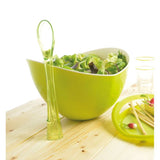 Vibrant green MAStrad salad serving set with ergonomic design and clip mechanism for easy storage and mess-free serving.