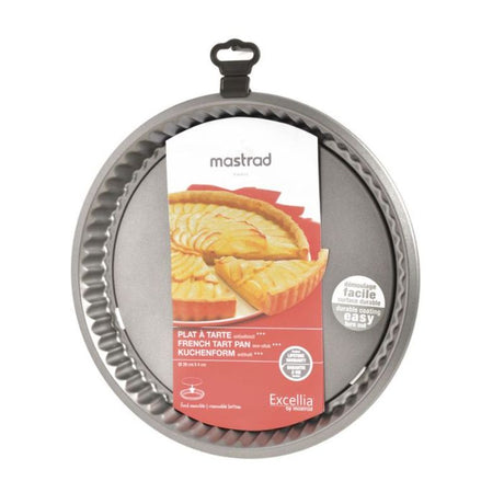 Mastrad Excellia Non-Stick Tart Pan (41cm) features durable stainless steel, double-layer non-stick coating, and wide lip edge for easy handling.