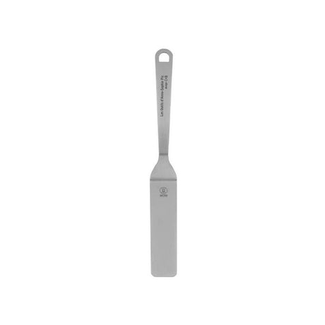 Mini spatula by Anne Sophie Pic, featuring flexible stainless steel design for precise food preparation and presentation.