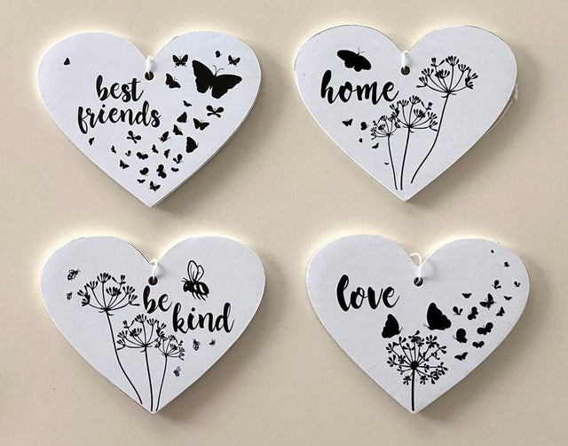 Set of 12 assorted MDF heart wall art pieces, each 12cm, perfect for enhancing home decor with love and positivity.