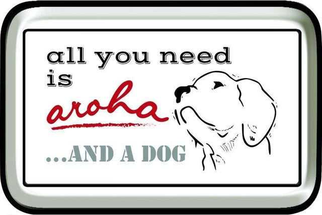 Set of 3 Aroha Dog tin wall plaques, 30cm, colorful and durable decor for dog lovers, perfect for homes and gifts.