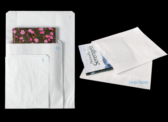 Medium white flat paper bags (238 x 203mm) in a pack of 500, perfect for versatile and eco-friendly packaging needs.