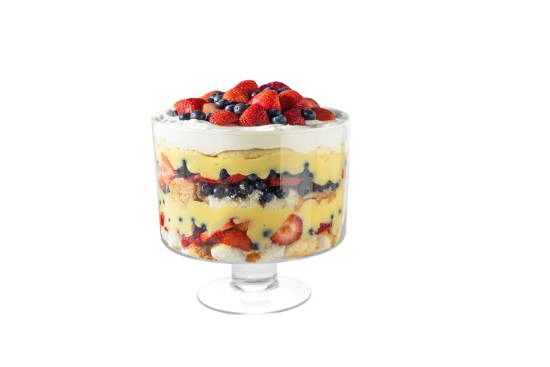 Elegant 20cm glass trifle bowl, footed design perfect for showcasing layered desserts at gatherings.