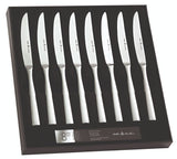 Hartford 8 Piece Steak Knife Set: elegant stainless steel knives with serrated edges for effortless steak cutting.