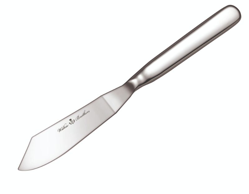 Elegant Wilkie Edinburgh Fish Knife crafted from 18/10 stainless steel with a polished finish, perfect for serving seafood.