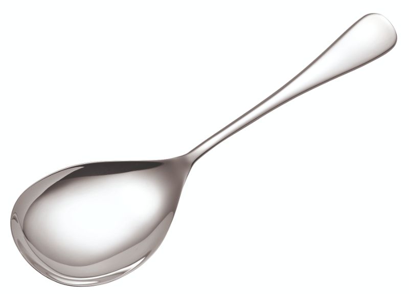 Elegant Wilkie Edinburgh Rice Spoon in polished 18/10 stainless steel, stain-resistant and dishwasher safe for stylish serving.