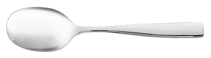 Stylish stainless steel salad spoon with a high polish finish, perfect for elevating any dining occasion.