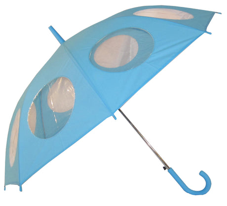 Porthole Umbrella in blue with 59cm canopy, auto-open feature, sturdy ribs, and unique design for all-weather use.