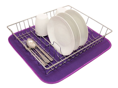 Grape-colored dish drying mat, 45x40cm, highly absorbent, stylish kitchen accessory for drying dishes and enhancing organization.