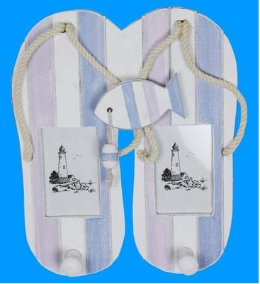 Wooden beach-themed photo frame, 24cm, perfect for displaying seaside memories with neutral tones and easy hanging.