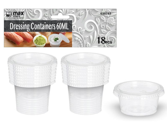 60ml dressing containers in 24 packs, perfect for storing sauces and dressings, leak-proof and BPA-free design.