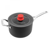 Large Pyrolux Universal Glass Lid with steam release valve, silicone rim, and heat-resistant knob fits 26-30 cm cookware.