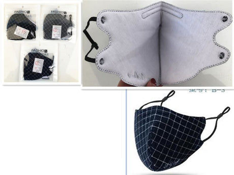 Set of 12 reusable 18cm fabric face masks with trendy stripe design, combining style, comfort, and effective protection.
