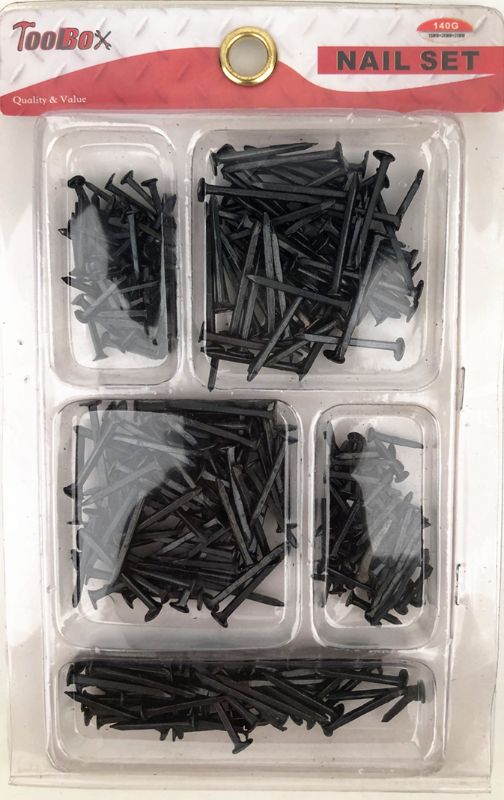 Premium Nail Set with 12 durable nails in 15mm, 20mm, and 25mm for woodworking and construction projects.