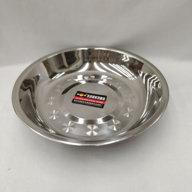 Set of 10 stainless steel plates, 26cm, stylish and durable for everyday meals and special occasions. Easy to clean and eco-friendly.