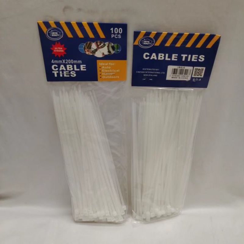 Durable nylon cable ties, 4 x 200mm, 600 pieces for organizing and securing items in home, office, or industrial settings.