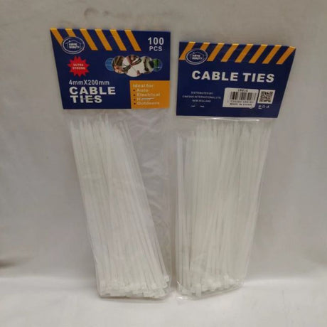 Durable nylon cable ties, 4 x 200mm, 600 pieces for organizing and securing items in home, office, or industrial settings.