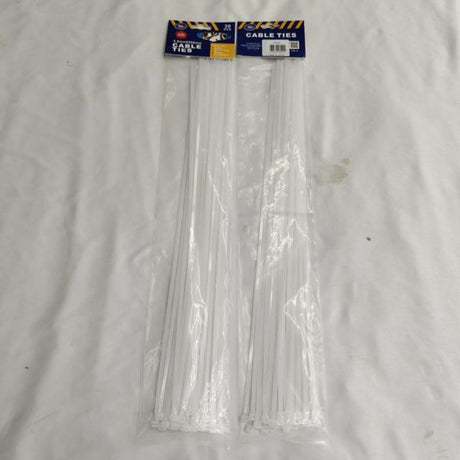 White cable ties, 4.8 x 500mm, 180pcs; durable nylon for neat cable organization at home, office, and industrial use.