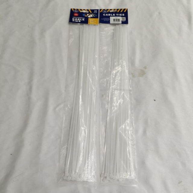 White cable ties, 4.8 x 500mm, 180pcs; durable nylon for neat cable organization at home, office, and industrial use.