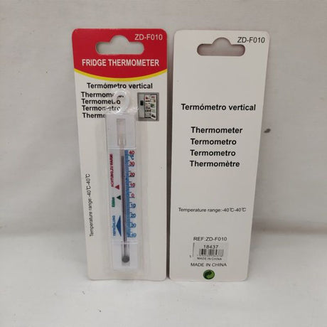 Set of 12 refrigerator thermometers with easy-to-read dials for precise temperature monitoring in kitchens and commercial spaces.