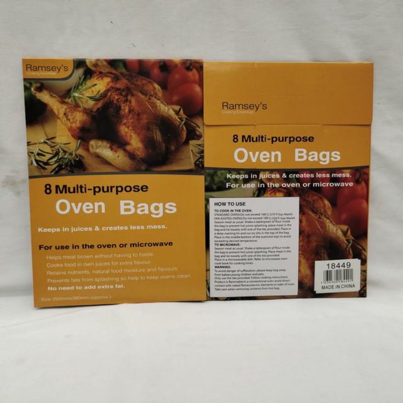 Oven Bag 25 x 38CM in a pack of 10, perfect for easy cooking and cleanup, sealing in flavor and moisture.
