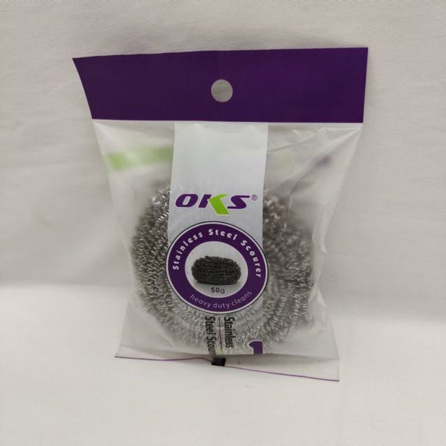 Durable steel wire scourers in 50g packs, ideal for tough cleaning tasks in kitchens and commercial spaces.