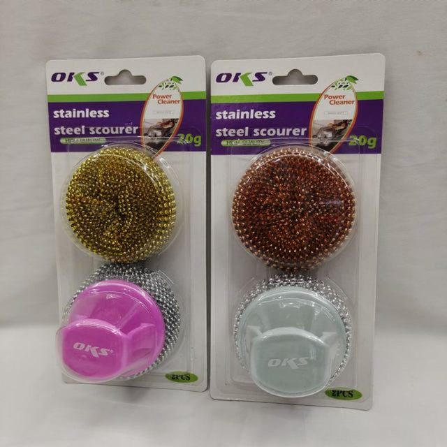 Durable stainless steel wire scourers for tough stains, perfect for pots, pans, and grills; 12-pack for efficient cleaning.