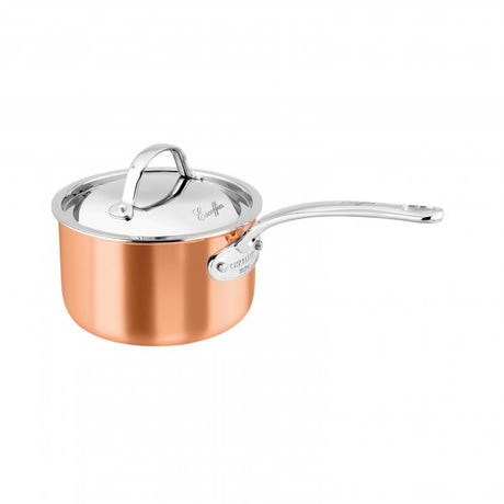 Chasseur Escoffier 14cm Induction Saucepan with copper exterior, ideal for cooking sauces and reheating dishes.