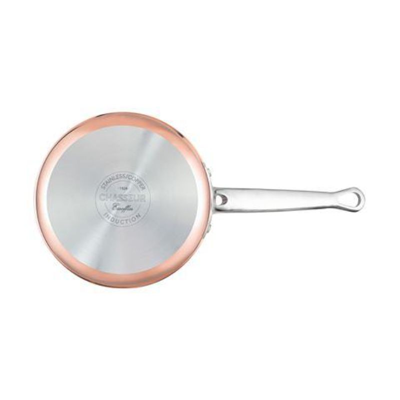 Chasseur Escoffier Induction Saucepan - 16cm with copper exterior, perfect for sauces and even heat distribution.