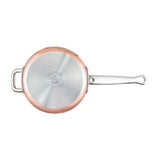 Elegant 20cm induction saucepan with copper exterior, perfect for sautéing and sauce-making, inspired by Escoffier.