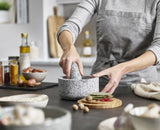 Joseph Joseph Dash Pestle & Mortar with reversible bamboo lid, granite design for grinding spices and herbs in style.