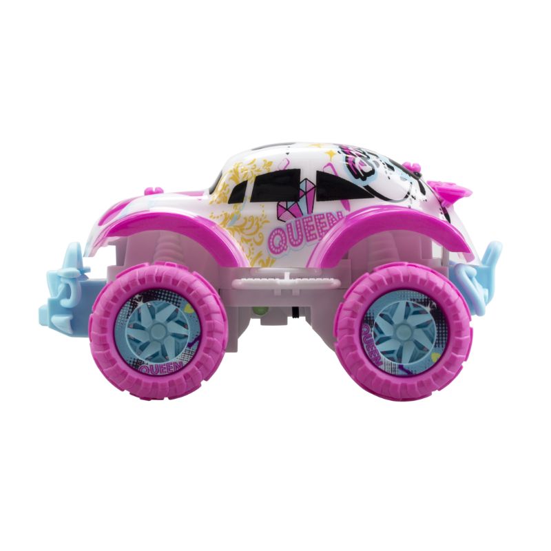 Stylish Silverlit Exost Mini Pixie RC car for kids, featuring 360° stunts and speeds up to 8 km/h. Perfect for young adventurers.