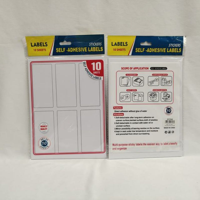 Versatile label stickers (4.6 x 9.5cm) for organizing, crafting, and labeling; 12 packs with 10 durable, easy-to-apply stickers each.