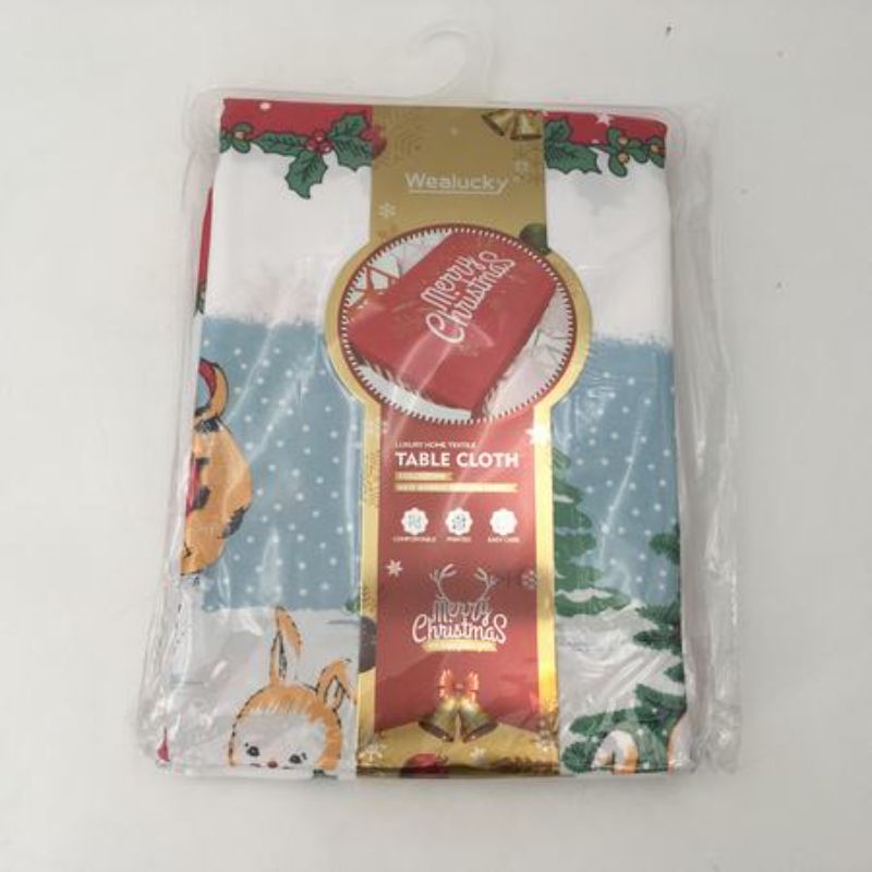 Set of 6 festive Christmas tablecloths, 140 x 222cm, perfect for enhancing holiday dining experiences.