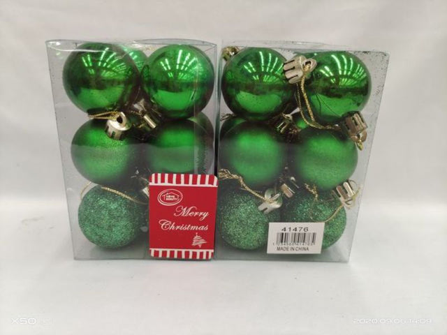 Set of 144 green 4cm Christmas decoration balls for festive home decor and holiday crafts.