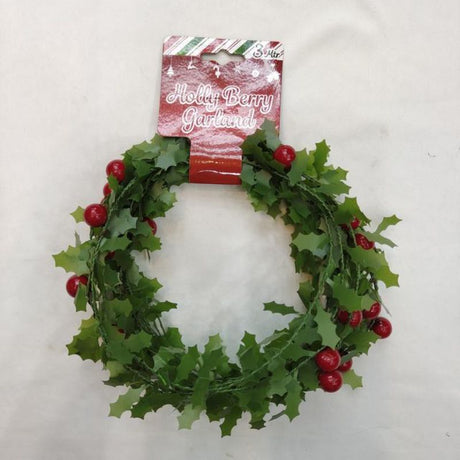 Nature-inspired Christmas decoration with bark texture and small leaves, ideal for garlands and wreaths. Set of 6, 3 meters long.