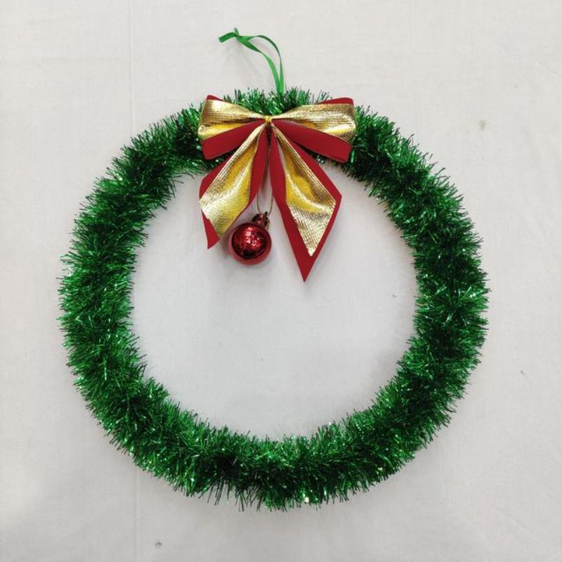 Set of 6 Christmas wire rings with vibrant balls, measuring 26cm, perfect for festive decor and DIY projects.