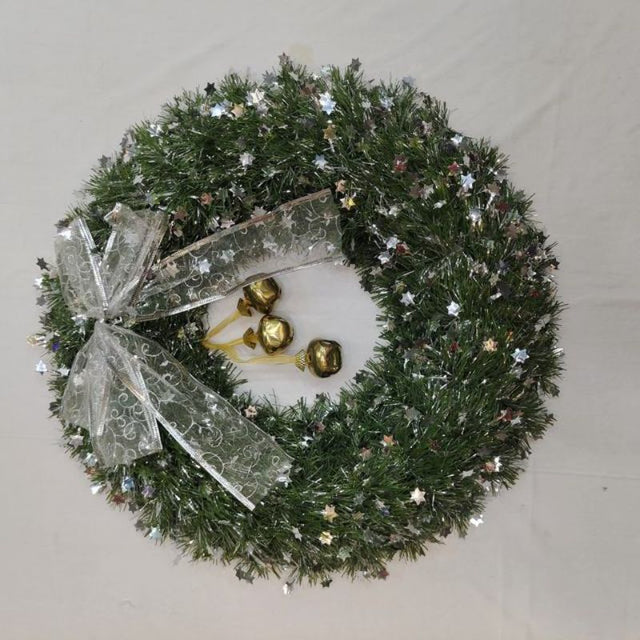 Set of 6 elegant 40cm Christmas garlands featuring shimmering silver five-star accents for festive décor.