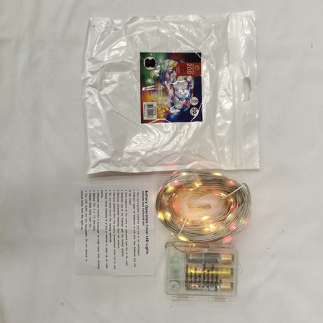 Vibrant 20m battery-operated Christmas lights with 200 colorful LEDs, ideal for festive indoor and outdoor decorating.