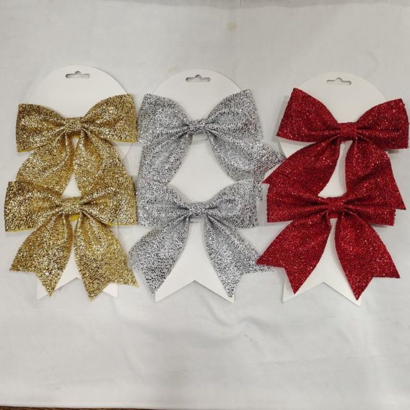 Vibrant assorted Christmas bows (12pcs) for decorating gifts, trees, and more, adding festive elegance to your holiday decor.
