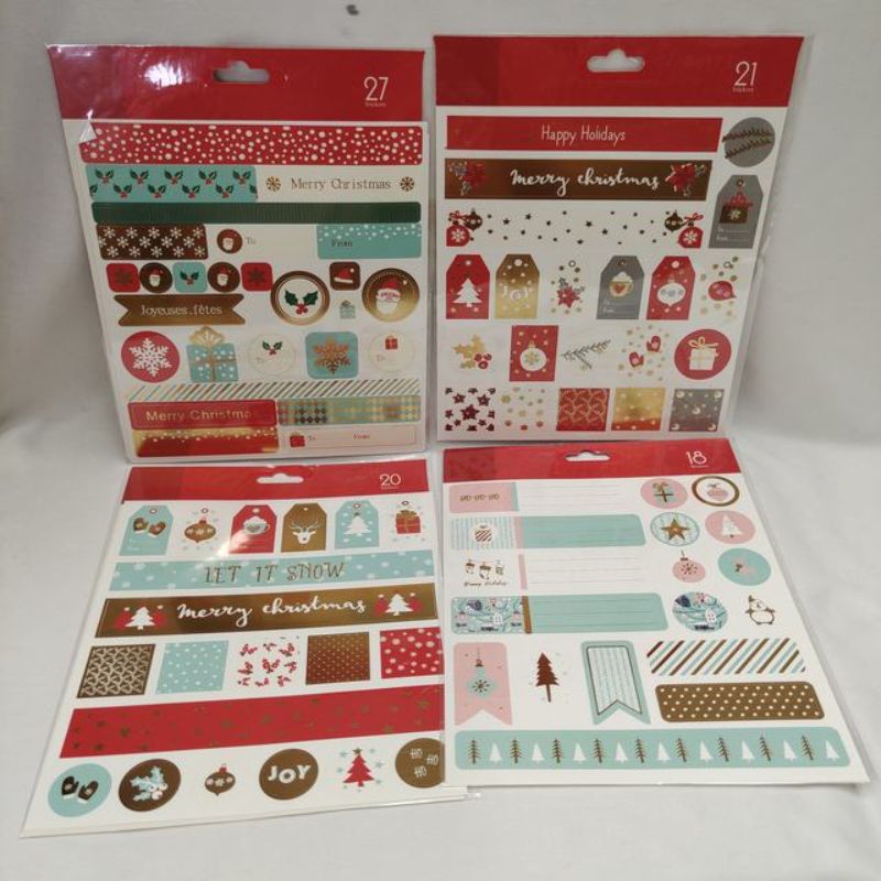 Xmas Stickers - 15.5 x 17.5cm (12 Packs)