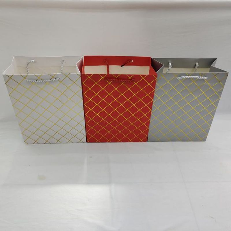 Vibrant assorted gift bags (31x41x12cm) in a pack of 12, perfect for any occasion and designed with eye-catching colors.