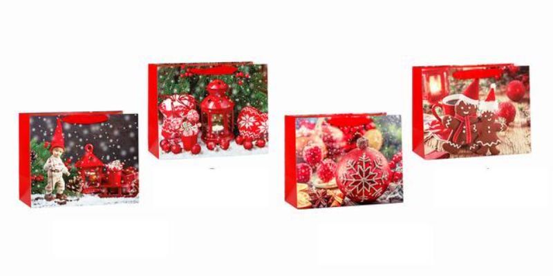 Festive Christmas gift bags set of 12, large 32 x 42 x 11.5cm, eco-friendly, vibrant designs for easy holiday wrapping.