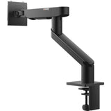 Dell Desk Mount for monitor, sleek black design, supports one display, tool-free installation, and integrated cable management.