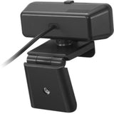 Lenovo Essential Webcam in black, offering 1080p resolution, dual mics, and privacy shutter for enhanced video calls.